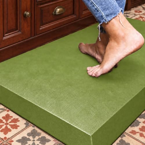 1" Extra Thick Anti Fatigue Mat for Standing Desk & Kitchen Floor - color: Green, size: 30"L x 17"W x 1"Th