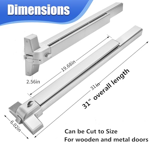 31" Push Bar Panic Exit Device,Aluminum - color: No handle