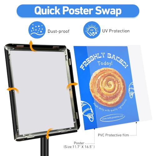 11x17 Pedestal Sign Stand, Adjustable Floor Standing Display Holder