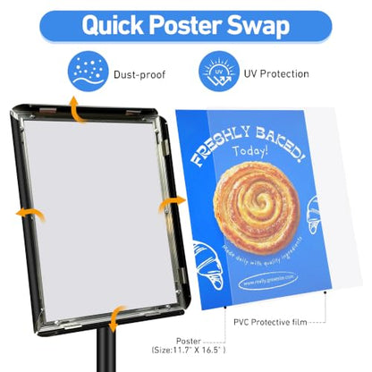 11x17 Pedestal Sign Stand, Adjustable Floor Standing Display Holder