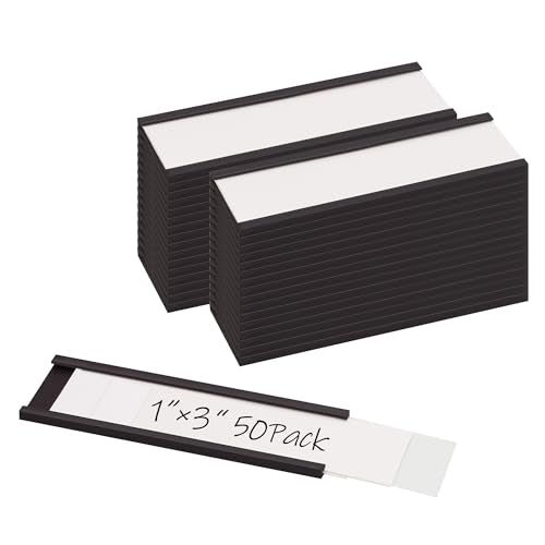 Realth C Channel Magnetic Label Holders 50 Pack 1'' x 3'' for Metal Racks and Shelves - size: 1'' x 3'', style: 50 Pack