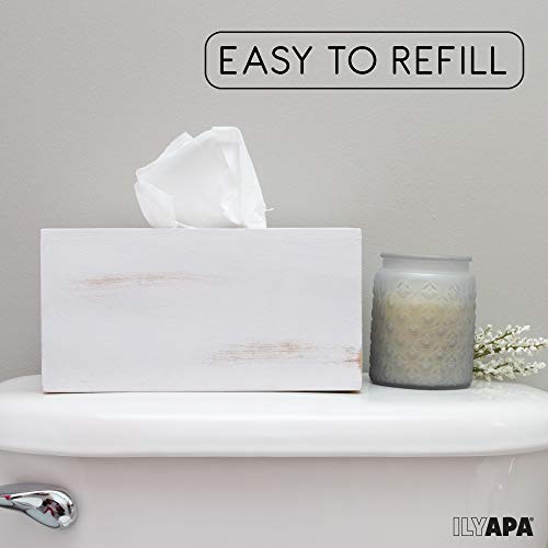 Ilyapa Rustic Wood Tissue Box Cover, Rectangular - White, 2 Pack, Farmhouse - color: Rustic White, size: 10"x6" Rectangle 2 Pack