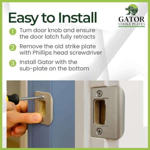 Gator Door Strike Plate 2-1/4" Latch Restorer, Satin Nickel, 1-Pack - color: Satin Nickel