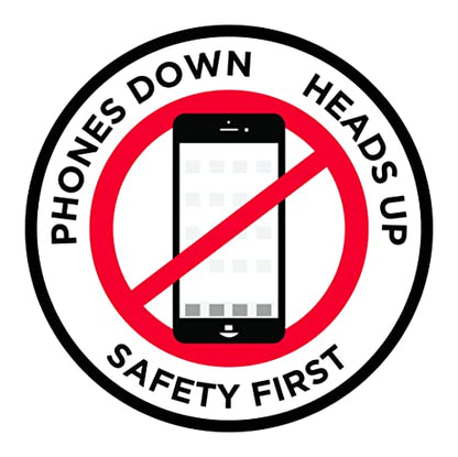 "Phones Down Heads Up" Safety Sign - Laminated Adhesive Floor Signs by Graphical Warehouse (26) - size: 26