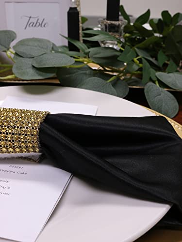 YOUR CHAIR COVERS - 10 Pack 20 Inch L'Amour Satin Napkins Black, Oversized, Double Folded and Hemmed Table Napkins for Restaurant, Bistro, Wedding, Thanksgiving and Christmas - color: Black