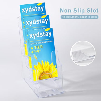 xydstay 4 Tier Acrylic Brochure Holder 4 x 9 Inches, 2 Pack