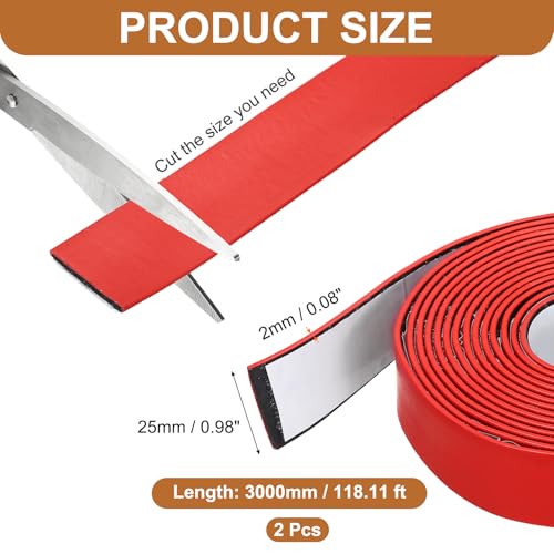 2PCS Smoke Fire Seal Strip 9.8Ft 25mm/0.98" Wx 2mm/0.08" T Red - color: Red, size: 9.8FT x 25mm / 0.98" W x 2mm / 0.08" T