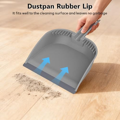 SetSail Small Dustpan and Brush Set with Comb Teeth Clean Pet Hair, Gray - color: Gray