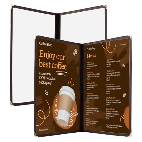 2Pcs 8.5 x 11" Menu Covers, 2 Page Transparent Restaurant Menu Cover - size: 2 Page