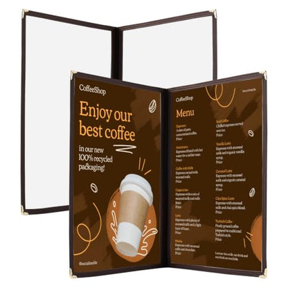 2Pcs 8.5 x 11" Menu Covers, 2 Page Transparent Restaurant Menu Cover - size: 2 Page