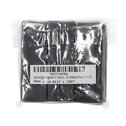 SmartSign Pack of 25 Magnetic"C" Channel Label Holders | 1" x 3" - size: 1" x 3"