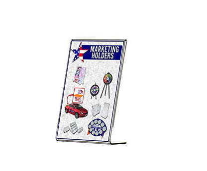 Marketing Holders 2 Pack Acrylic Sign Holder for 4" x 6" Literature Clear Slanted Plexiglass Countertop Graphic Image Side Load Display for Retail Stores Hotels Offices and Restaurants - size: 4"w x 6"h