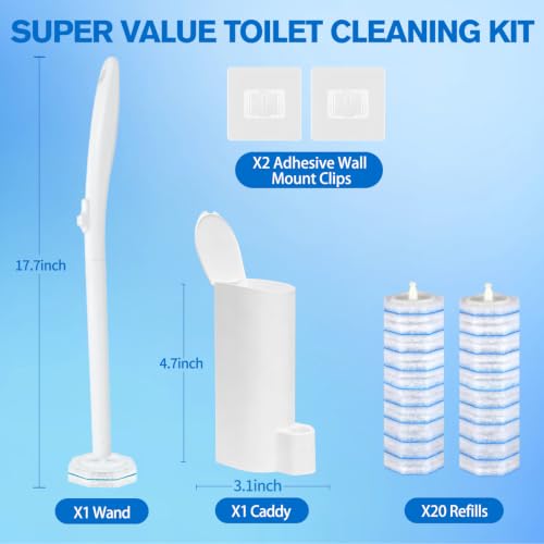 Disposable Toilet Bowl Brush and Holder with 20 Refills & Wand for Clorox - size: Starter Kit+20 Refill Heads