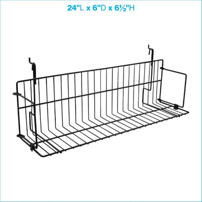 SSWBasics 24 x 6 x 6.5 in Black Media Grid Shelf for Slatwall & Wire Grid