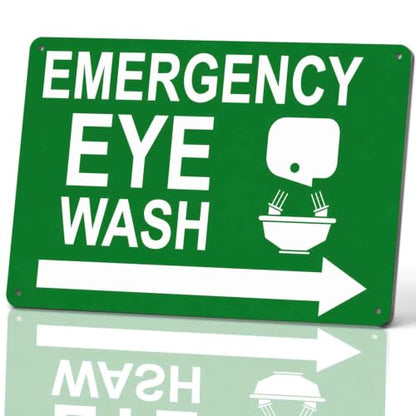 Emergency Eye Wash Direction Metal Sign 8 x 12 Inch