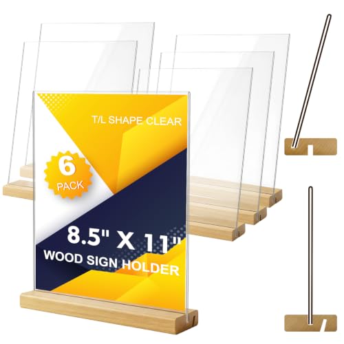 Comix 8.5x11 Inches Acrylic Sign Holder with Wood Base, 6 Pack Flyer Holder - size: 6 Pack 8.5x11 inches (T/L)