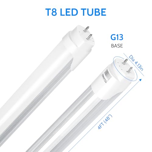 LightingWill LED T8 Light Tube 4FT, Natural White 4000K, Dual-End Powered Ballast Bypass, 2000Lumen 18W (40W Equivalent Fluorescent Bulb Replacement), Clear Cover, AC85-265V Lighting Fixture, 4 Pack - color: Natural White, size: 4FT-4 Pack