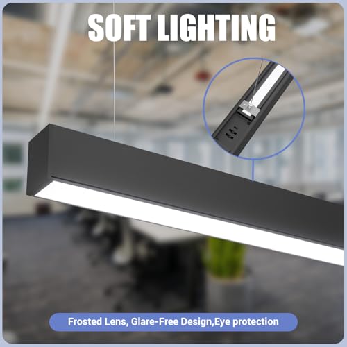8FT LED Linear Light,100/90/80/70/60W Up and Down Light, 3/4/5000K CCT,ETL - color: Black, size: 8FT2P