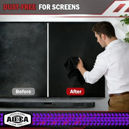 AIDEA Microfiber Cleaning Cloth Black 50PK, Cleaning Rags 12×12" - color: Black, size: 50PK