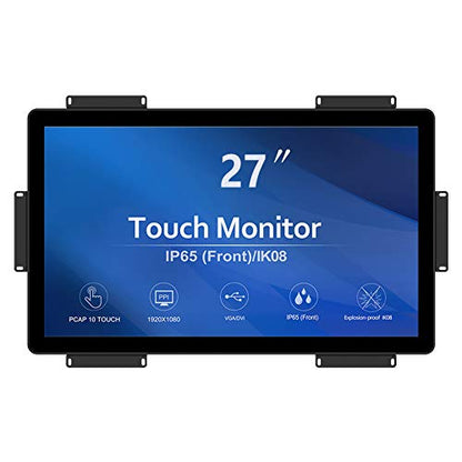 GreenTouch 27 inch 10 Points PCAP Open Frame Touch Screen LCD Display Monitors HDMI+VGA+DVI 1920x1080 Black - size: 27 IN
