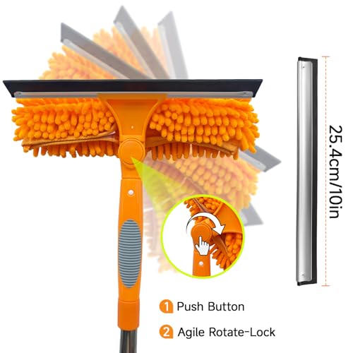 2 in 1 Window Squeegee Cleaner Kit Extension Pole, 67 in, Orange - color: Orange 67 in