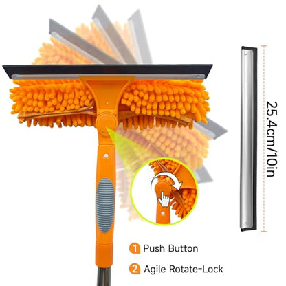 2 in 1 Window Squeegee Cleaner Kit Extension Pole, 67 in, Orange - color: Orange 67 in
