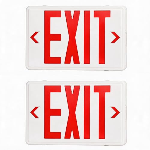 Universal Red Light LED Exit Sign OSHA Commercial, 2 Pack - color: White Housing+Red Letter, size: 2 Pack