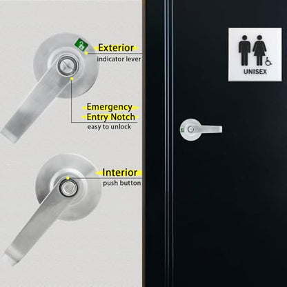 Commercial Bathroom Indicator Lock, Grade 2 Lever, 2-3/4''Backset