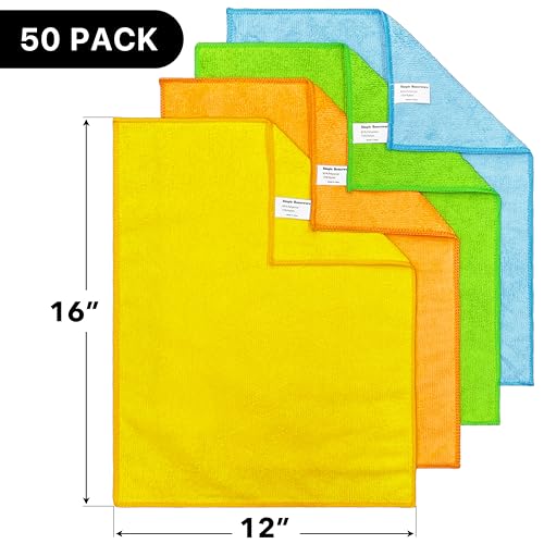 Simple Houseware 12" x 16" Microfiber Cleaning Cloth 50 Pack, 4 Colors - size: 50-Pack
