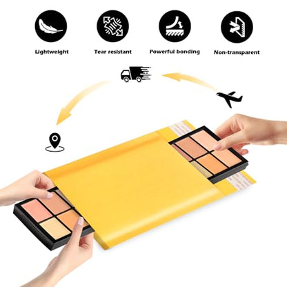 105Pack Yellow 3.5x5in Kraft Bubble Mailers Small Business Mailing Packages Self-Sealing Paper Envelopes, Mailer Shipping Padded Envelopes with Strong Adhesion for Jewelry Makeup Supplies - size: 3.5x5-105pcs