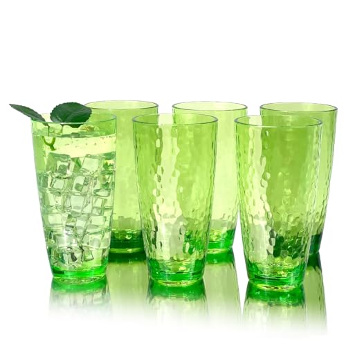 26-Ounce Plastic Tumblers (Set of 6), Reusable Plastic Mugs, BPA-Free Acrylic to Drink Mugs, Shatter Resistant, Textured Interior, Dishwasher Safe (Green, 26 Ounce) - color: Green, size: 26 Ounce