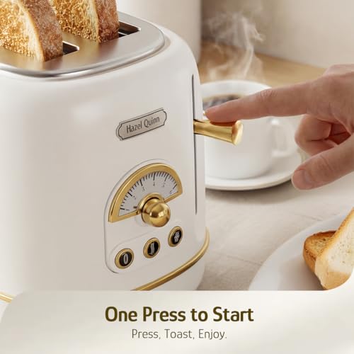 Hazel Quinn 2-Slice Retro Toaster 6 Browning Levels 3 Functions Pearl White - color: Preal White