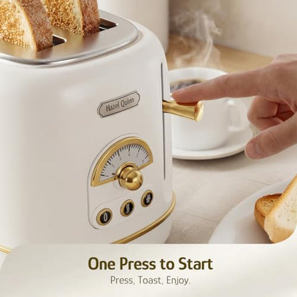 Hazel Quinn 2-Slice Retro Toaster 6 Browning Levels 3 Functions Pearl White - color: Preal White