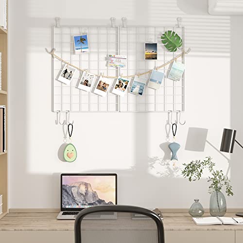 C&AHOME Photo Wall Display Set of 2, Wall Grid Panel, 15.7" x 11.8", White - color: White, size: 15.7 x 11.8 (40x30cm)