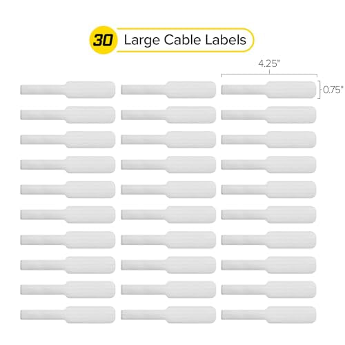 Wrap-It Storage Cable Labels - Large (30-Pack) White - color: White, size: Large
