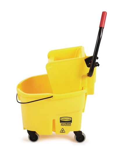 Rubbermaid Commercial Products WaveBrake 26QT Side-Press Mop Bucket, Yellow - size: 26 Qt.
