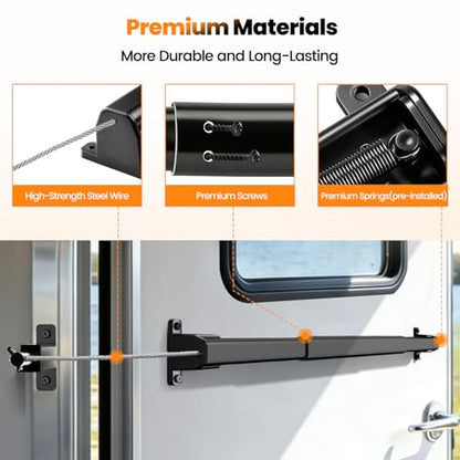 2-in-1 Aluminum RV Screen Door Handle Grab Bar with Auto Closer