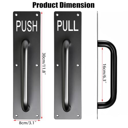 Sumnacon 1 Set Stainess Steel Door Handle,Push Pull Plate Handles, Black - color: Black