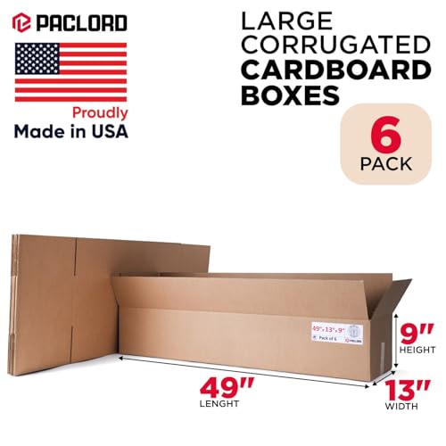 Extra Large Moving Boxes 49"L x 13"W x 9"H (Pack of 6) - USA-Made Cardboard Packing Boxes for Moving, Shipping, or Storage - USPS, UPS, FedEx Approved - Professional Packing Supplies for Moving - color: Pack of 6, size: Extra Large 49x13x9"