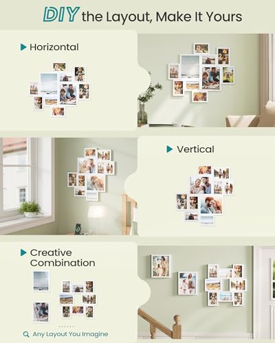 SONGMICS 10 Tool-Free Assembly Collage Photo Frames for Wall - color: Cloud White, size: 8*10 2 pack+ 5*7 4 pack + 4*6 4 pack