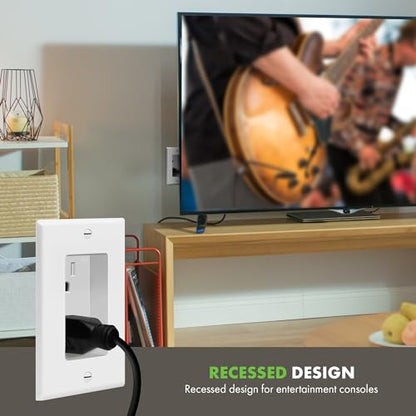 TOPGREENER Recessed Duplex Receptacle Outlet, Tamper-Resistant - color: White, size: Recessed Outlet 1 Pack