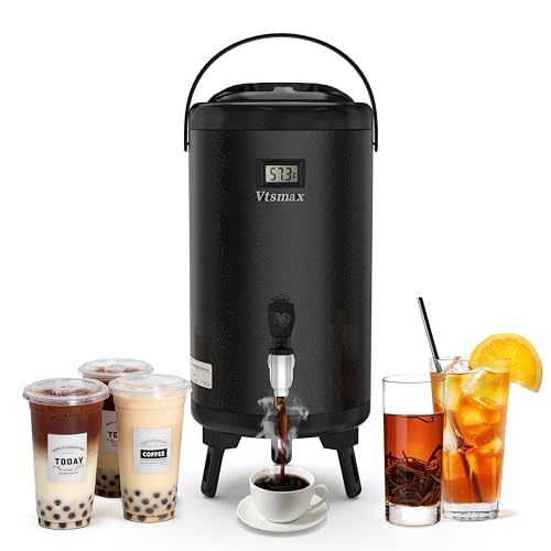 Commercial 2-Gallon Beverage Dispenser with Temperature Display, Black - color: Black, size: Standard Model