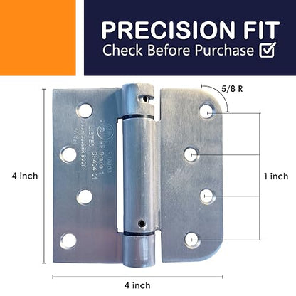 A1 ProGuard - Self Closing Spring Loaded Hinges, 4 Inch, Adjustable Tension for Garage, Front, Back Door,Door Closer Hinge, Left/Right Hand, 5/8'' Radius and Square Corners, Brushed Nickel, 3 Pack - size: 4.0 Inch (3 Pack)