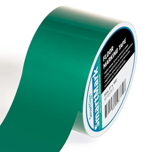 SmartSign Green Floor Marking Tape, 3" Wide x 100' Long Roll, Durable Polyester, Laminated Protection - Non-Abrasive, Adhesive Safety Tape for Warehouses, High Traffic/Forklift Areas, Removable - color: Green, size: 3"
