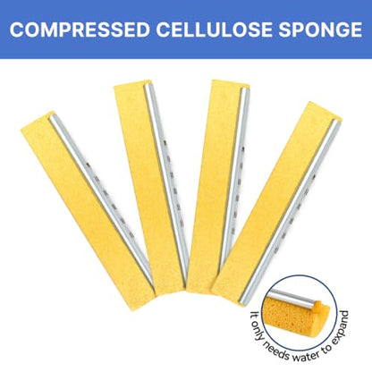 Replacement Mop Heads 4 Pack, Super Absorbent Compressed Cellulose Sponge - size: 4 heads