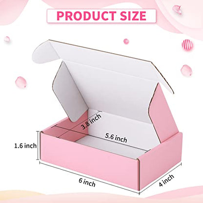 Spakon 50 Packs Shipping Boxes, Cardboard, Pink, 6 x 4 x 1.6 Inches - color: Pink, size: 6 x 4 x 1.6 Inches