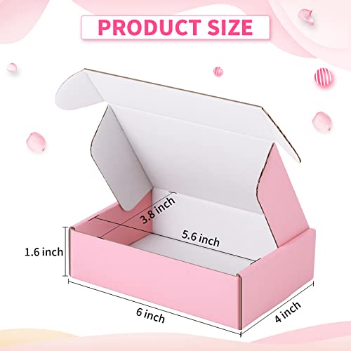 Spakon 50 Packs Shipping Boxes, Cardboard, Pink, 6 x 4 x 1.6 Inches - color: Pink, size: 6 x 4 x 1.6 Inches