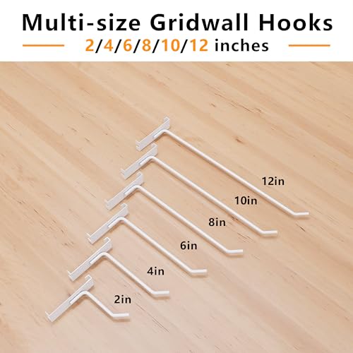 4" Gridwall Hanging Hooks Hangers, White, 25 Pack, Metal - color: White, size: 4 Inch