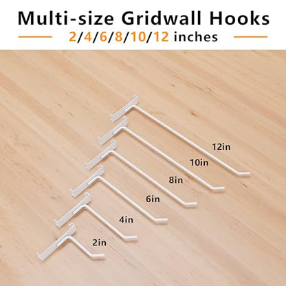 4" Gridwall Hanging Hooks Hangers, White, 25 Pack, Metal - color: White, size: 4 Inch
