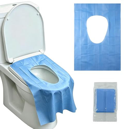Disposable Toilet Seat Cover (60 Pack) - XL for Adults and Kids, 100% Biodegradable Travel Supplies Essentials for Public Restrooms, Airplane, Camping, Festivals-PE-coated Paper - color: PE-coated Paper